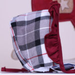beige & cream tartan ruffle bonnet