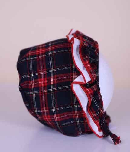 Baby girls tartan ruffle bonnet